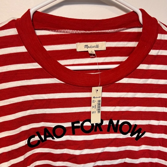 New With Tags Striped Ciao For Now Tee Madewell Size Small Red and White - Picture 5 of 7